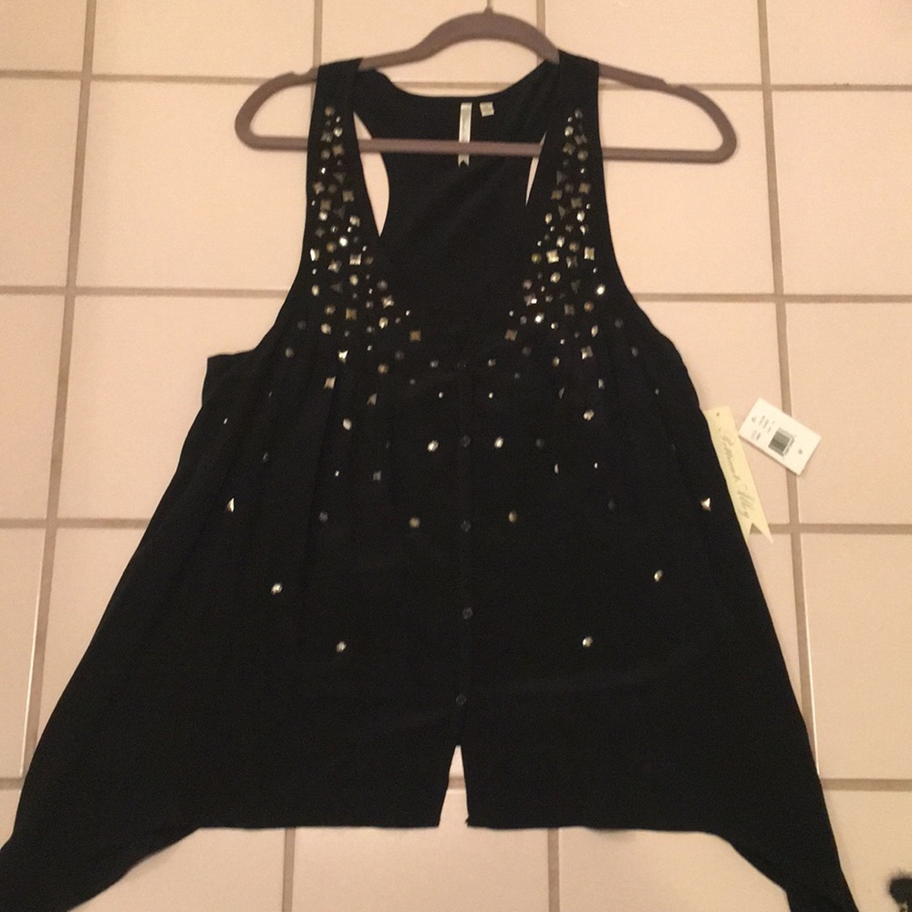 Racer back studded chiffon swing top